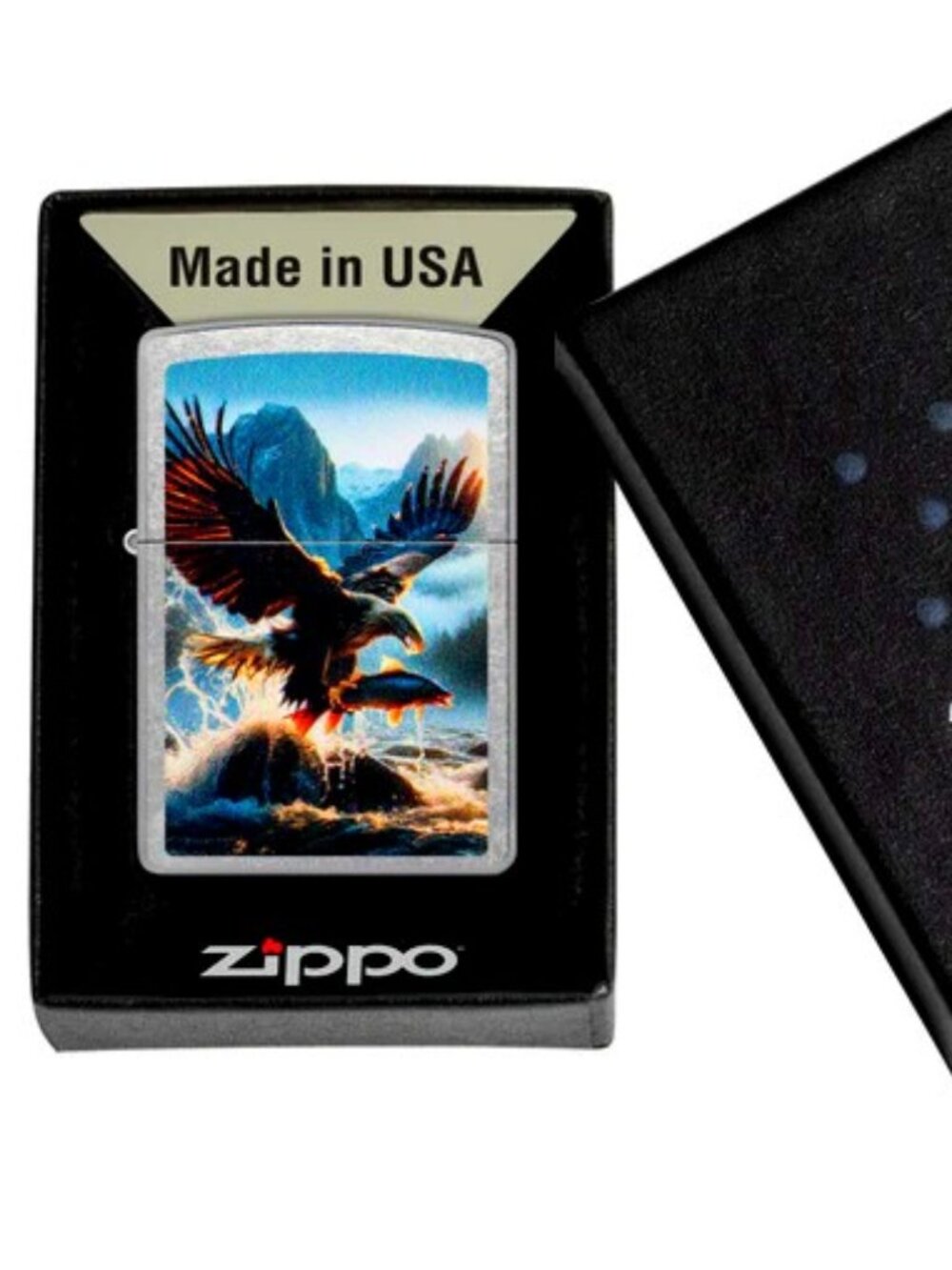 White Catch of the Day Eagle Salmon Design Zippo Lighter